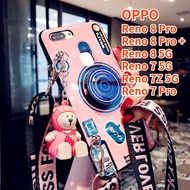 Case For OPPO Reno 7Z OPPO Reno 7 OPPO Reno 7 Pro OPPO Reno 8 Reno 8 Pro Reno 8 Pro Plus Retro Camera lanyard Sling Casing Grip Stand Holder Silicon Phone Case Cover With Cute Doll