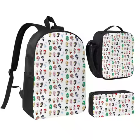 Chibi My Hero Academia Backpack Student BookBag School Bag Shoulder Bags 3ps Insulated Lunch Bag Pen
