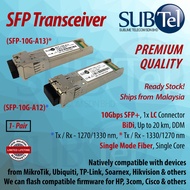 SUBTel SFP Transceiver Module SFP-10G-A12/13 10G SFP+ BiDi LC DDM Single Mode