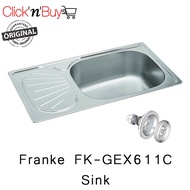 Franke GALASSIA GEX 611C Sink. Also known as FK-GEX611C. Stainless Steel 304. Switzerland Origin. Lo