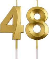 48th 84th Birthday Candles, Gold 84 48 Year Old Number Birthday Candles, Birthday Party Decorations
