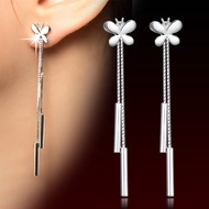 100 925 Sterling Silver Fashion Butterfly Ladies Tassels Stud Earrings Jewelry Women Anti Allergy Christmas Gift Drop Shipping