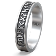 Viking Rune Band Ring Sterling Silver 925 Elder Futhark Nordic Runic Symbols Pagan Celtic Wedding Th