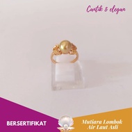 Certified Grade A White Sea Water Genuine Lombok Pearl Ring Jewelry CML070