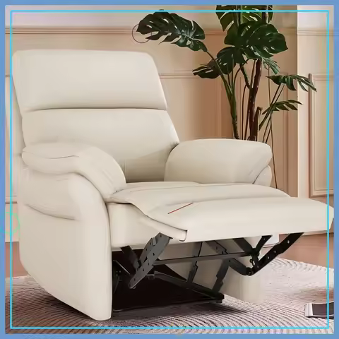 Genuine Leather Recliner Chair, Top Grain Italian Water-Washed, Living Room Theater Bedroom Lazy Boy