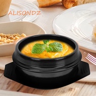 ALISONDZ Casserole Clay Pot, with Tray Anti-scald Korean Stone Pot, Stew Pot Black Classic 16cm Size