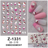 (5D -3131) 5D embossed silk nail Sticker hello kitty cartoon nail Decoration nail Sticker - Rosa 686