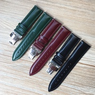 New Jubilee Hip Leather Strap 22mm Black Wine Red Dark Green Suitable for Titan Tissot Seiko Retro Dong Watch Watch Strap