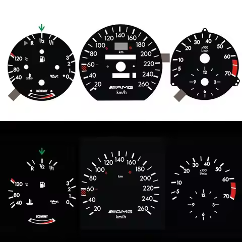 SD Motor O-I-L EL Glow Gauge 260 KM 7000 RPM Economy for MB W124 W126 W201 190E Black Panel White Li