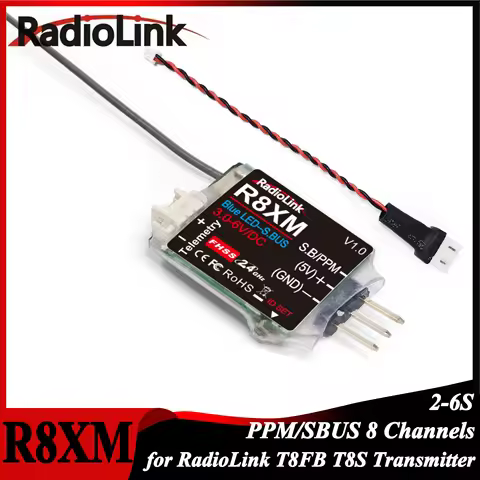 Radiolink R8XM 8 Channel Mini Receiver 2.4GHz Integrated Telemetry Vehicle Voltage 4000 Meters Contr