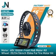 Electric Fat Bike Kit Snow Wheel 20 24 26in 48V 1000W 4.0Tyre Front Brushless Non-Gear Hub Motor Whe