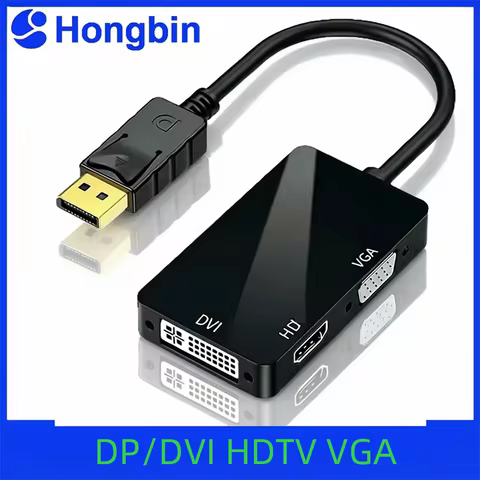 DP to VGA Triple Converter DP to DVI HDMI-Compatible VGA Universal for External Monitor Host