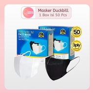 Masker Duckbill Garis 3 Ply Face Mask 1 Box Isi 50 Pcs