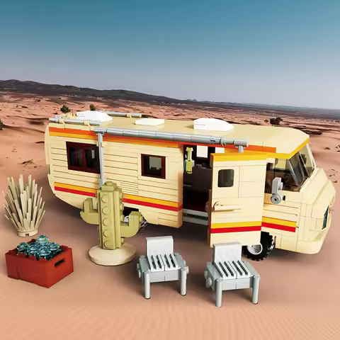 Gobricks MOC Breaking Bad Pinkman Cooking Lab RV Car Building Blocks Model Walter White Van Vehicle 