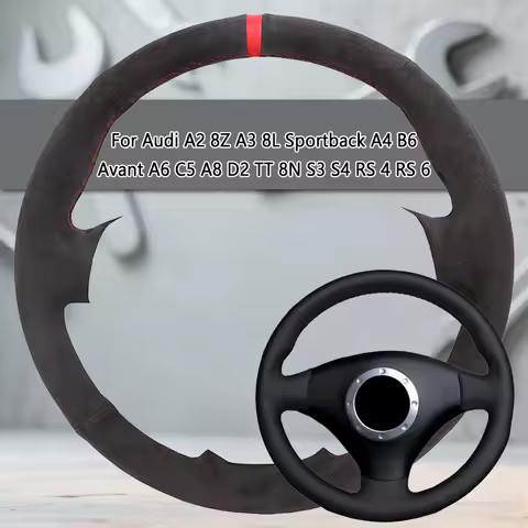 Car Steering Wheel Cover For Audi A2 8Z A3 8L Sportback A4 B6 Avant A6 C5 A8 D2 TT 8N S3 S4 RS 4 RS 