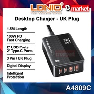 LDNIO A4809C 100W GaN Desktop Charger 100W Fast Charging Charger Adapter Extension Laptop Charger LD