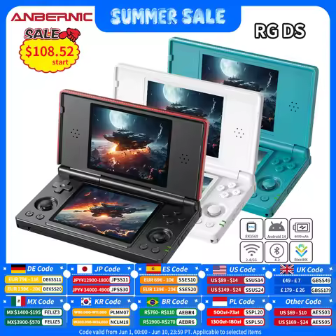 ANBERNIC RG DS Handheld Game Console RK3568 64-bit 4" IPS Multi-touch Screen Android 4000mAh Dual-sc