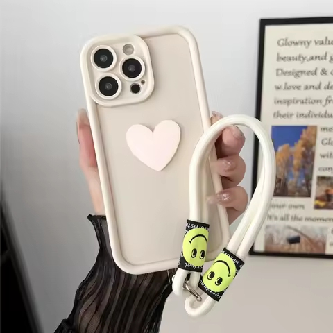3D Love Heart Wrist Lanyard Case For Huawei Nova Y91 Y90 Y61 Y71 Y72 Y70 Plus Y9A Y7A Y6S Y8S Y9S Y5