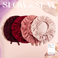SLOW&SLAY Double-Layer Real Silk Sleeping Hair Cap Protects Hair Neatly, Reduces Damage, Softens and