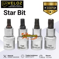 VELOZ Star Bit Socket 1/2" T40/T45/T50/T55 Heavy Duty