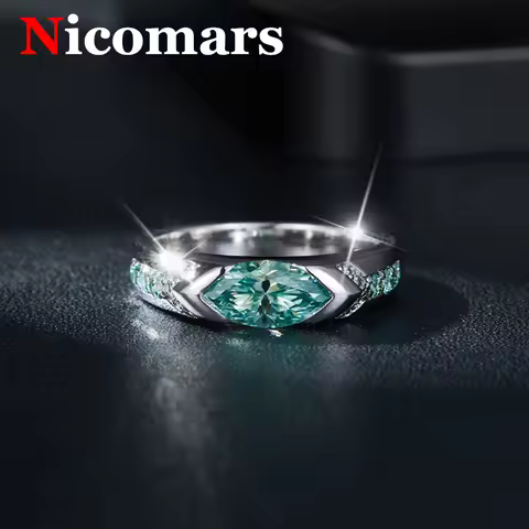 [ Nicomars ] 1ct Marquise Moissanite Rings for Women Fashion Original 925 Sterling Silver Jewelry Me