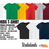Kids T Shirt Baju Budak Lelaki Perempuan 100% Cotton Kids Tshirt Kosong Budak Boy Shirt Kid 16 Color