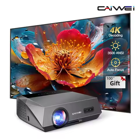CAIWEI 4K Beam Projectors for Movie Auto Focus Correction Smart Android Wifi 1080P Full HD Home Thea