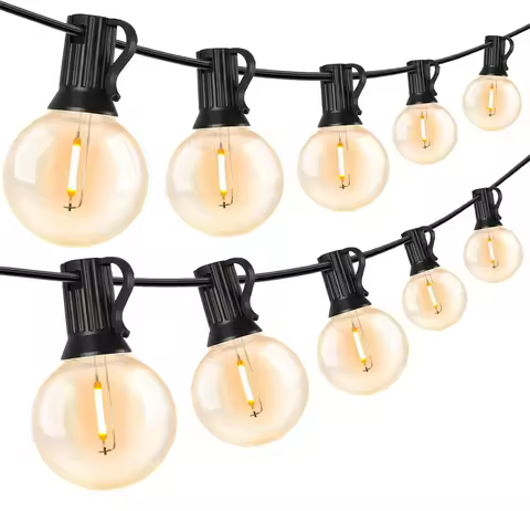25M 50M LED G40 Fairy String Light Christmas Globe Party Garland Light G40 Patio Light Plastic Bulb 