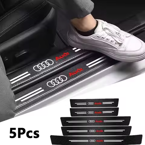 Leather Car Door Sill Plate Paint Protectors Stickers For Audi Sline A4 A3 A6 TT S4 S5 S6 A1 A2 A5 A