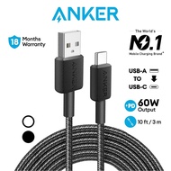 Anker 322 PowerLine USB to Type C Cable USB C Braided Cable 10ft USB 2.0 Fast Charging Cable for Pho