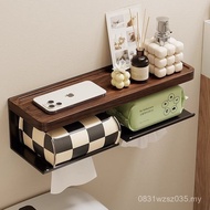 Black Walnut Storage Rack Roll Paper Holder Bathroom Toilet Double Toothbrush Paper Towel Storage Wa