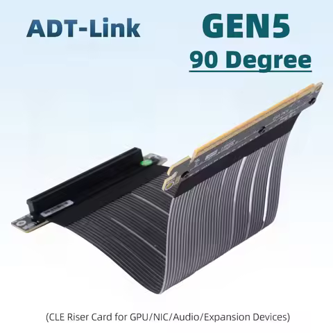 PCI Express 5.0 4.0 x16 Riser Cable GPU Extension Wire 90 Degree for Newest Gpus ITX Chassis PC Case