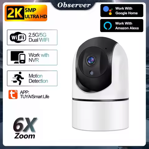 2K 5MP Baby Monitor Indoor Baby Item 6x Zoom 5G Wifi Surveillance Camera Mother Kid Security-protect