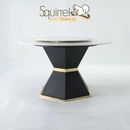Ceramic Sintered Stone Marble Dining Table Only 130CM- TOP R130 +BASE HEXAGON/276 / Round Shape table / meja makan batu bulat