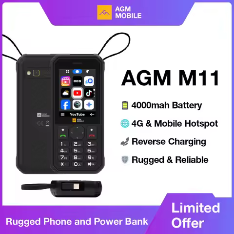 AGM M11 4G Rugged Phone IP68 Waterproof 4000mAh Removable Battery Wi-Fi Hotspot Reverse Charging FM 