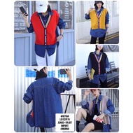 KEMEJA Knitted combination jeans shirt 8170