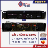 Cục Đẩy Công Suất 2 Kênh B3 B-2400 2X1200W Class H Tổng 32 Sò Gồm 16 Sò Toshi Và 16 Sò Bù Áp Nguồn X