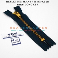 YKK iron zipper 4" inch 10.2 cm navy goldbiru gold teeth jeans zipper zipper zipper zipper