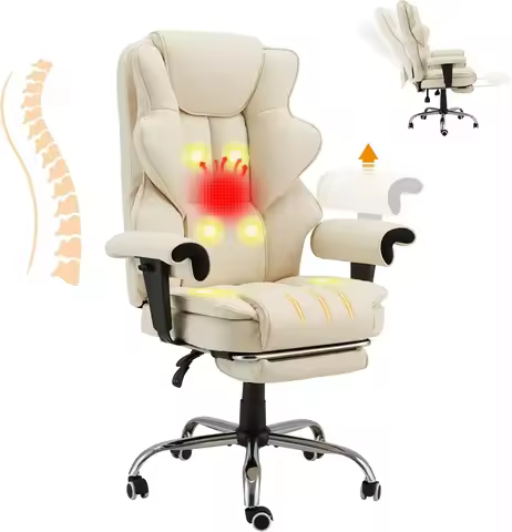 6-Point Massage Executive Chair,Heat Office Chair,Ergonomic Home Office Desk Chairs with Retractable