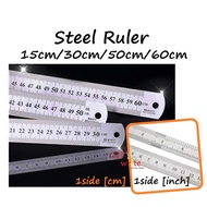 <Steel Ruler> 15cm 6inch 30cm 12inch 50cm 20inch 60cm 24inch Durable Double Sided Metal Ruler Art Cr