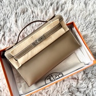 HERMES Mini Kelly Pochette 一代 Swift皮革 大象灰 銀扣 G刻