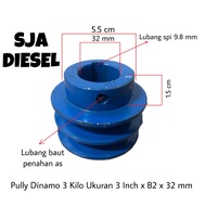 MESIN Engine Drive Dynamo Pully 3/ 3 Kilo (3000 Watt) Size B2 x 3 Inch x 32 mm