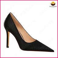 VRAIEMODE Fashion High-Heeled Shoes Woman Pumps with embossing Party Women Shoes Pointed Toe High He