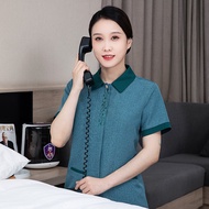 Lapel Greening Guest Room Waiter Cleaning Work Clothes Short-Sleeved Summer Clothes Auntie Country P