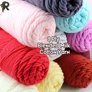 RL HW 100g/Roll Milk Cotton Yarn 8 Ply Hand-Knitting Thread Soft Warm DIY Cotton Threads Baby Wool f