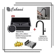 Cabana CKS6547-BL Honeycomb Kitchen Sink + CB889SS-BL / CB890SS-BL Pull Out Tap