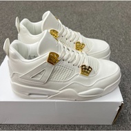 2026 Jordan Air Jordan 4 "Metallic Gold" Mid-Top Retro Basketball Shoes Wear-Resistant White YR9L C2