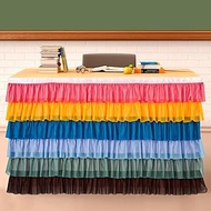 Whaline 6 Ft x 30 in Teacher Desk Skirt 6 Layers Boho Table Skirt Ruffle Back to School Supplies for