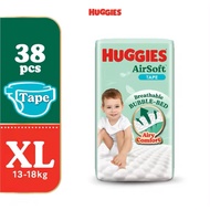 HUGGIES AirSoft Tape Diapers XL38 (1 pack) Breathable and soft diapers for baby
