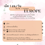 [SIMCard] Europe Unlimited 5G/4G ซิมเน็ตยุโรป ไม่อั้นไม่ลดสปีด/วันละ 1 2 GB/ทั้งหมด 10 20 GB ซิมเน็ต